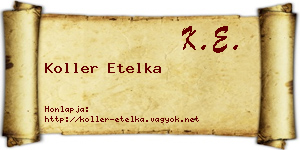 Koller Etelka névjegykártya